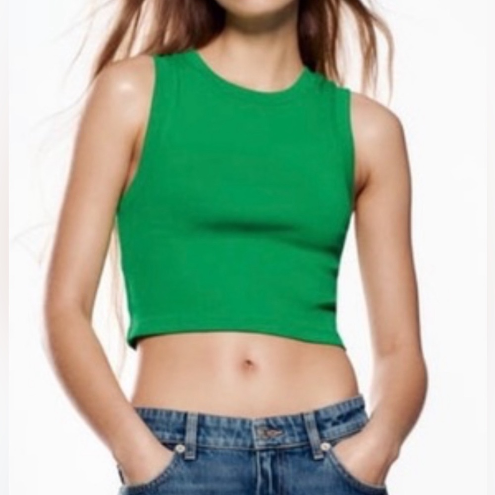 green zara tank top